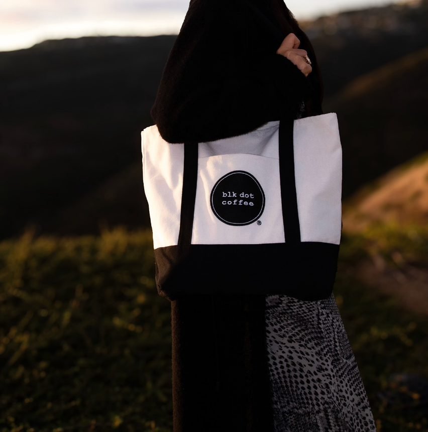 Canvas Utility Tote Bag | Blk Dot Coffee