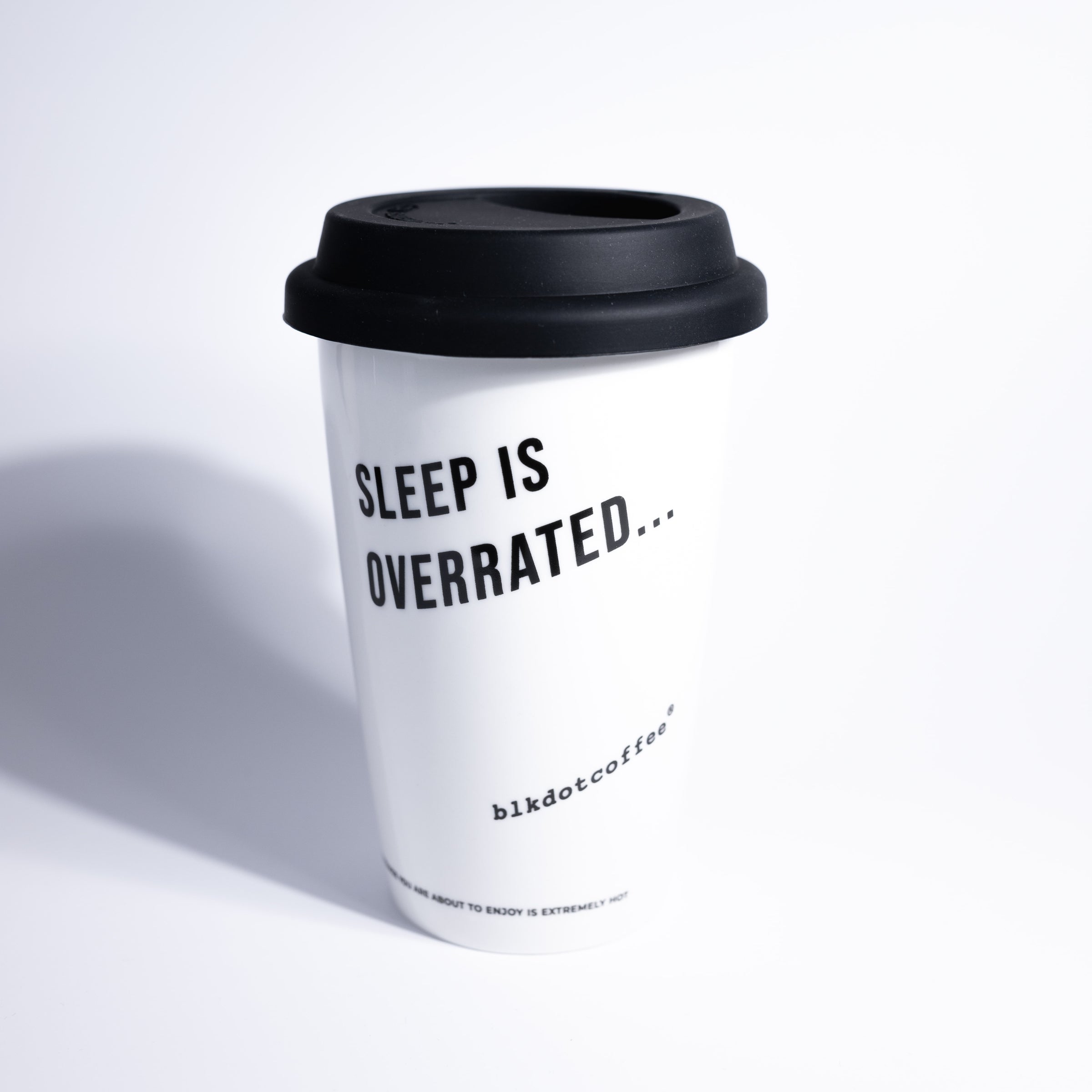 Ceramic Coffee Cup w/ Silicone Lid | Blk Dot Coffee